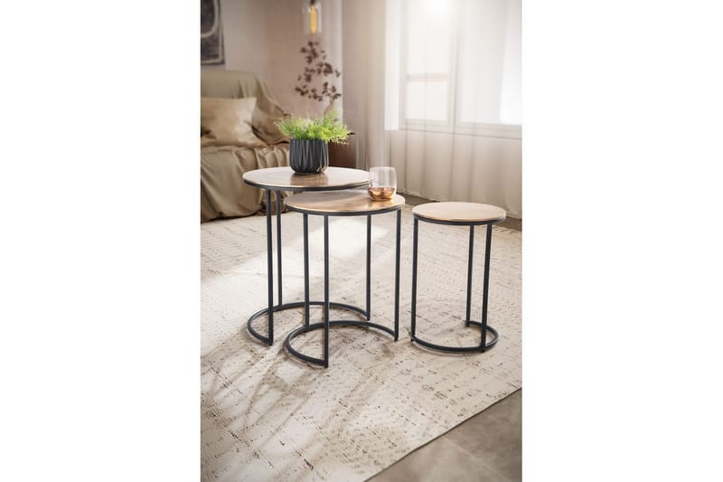 Sido bord Wohnling Set om 3 runda metallbord med filigrana metallben Industriell - Möbler - Bord & matgrupp - Avlastningsbord & sidobord - Lampbord & sidobord