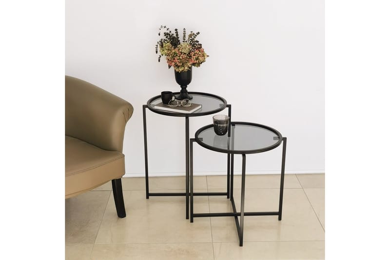 Akeno Sidobord 60x50 cm Svart - Hanah Home - Möbler - Bord & matgrupp - Avlastningsbord & sidobord - Lampbord & sidobord