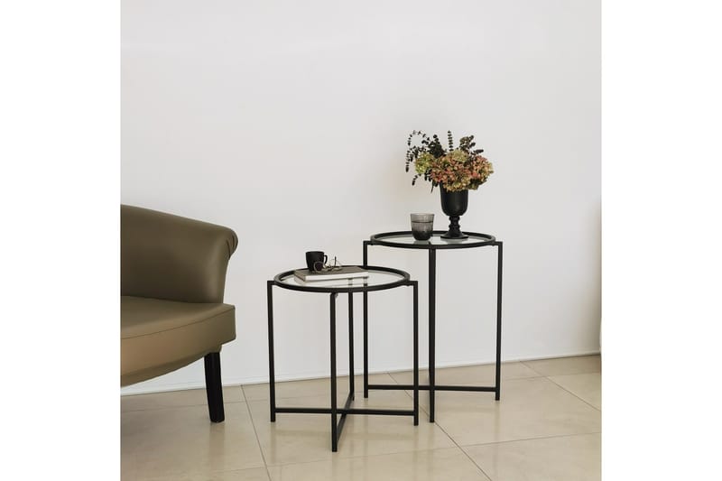 Akeno Sidobord 60x50 cm Svart - Hanah Home - Möbler - Bord & matgrupp - Avlastningsbord & sidobord - Lampbord & sidobord