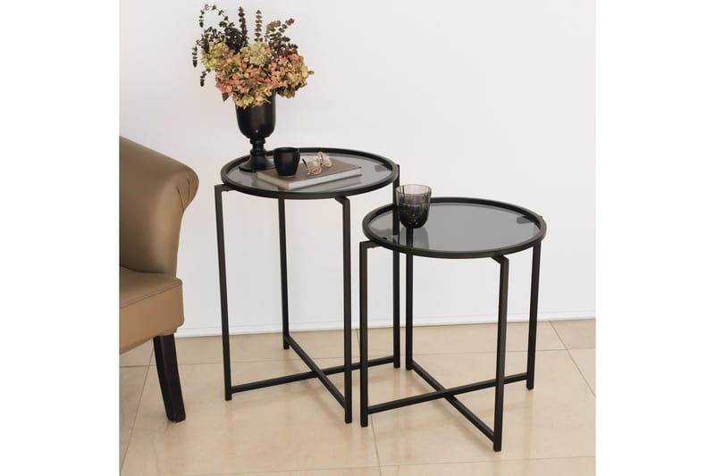 Akeno Sidobord 60x50 cm Svart - Hanah Home - Möbler - Bord & matgrupp - Avlastningsbord & sidobord - Lampbord & sidobord