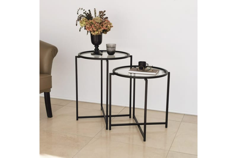 Akeno Sidobord 60x50 cm Svart - Hanah Home - Möbler - Bord & matgrupp - Avlastningsbord & sidobord - Lampbord & sidobord