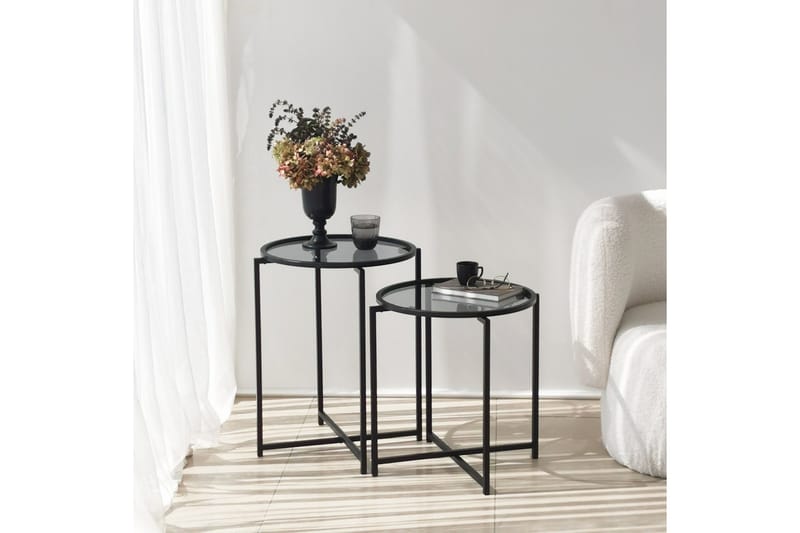 Akeno Sidobord 60x50 cm Svart, Hanah Home