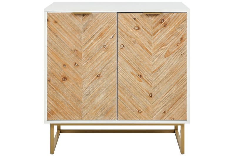 Sidobord Alaska Vit, ljust trä, guld - Vit, ljust trä, guld - Möbler - Bord & matgrupp - Avlastningsbord & sidobord - Lampbord & sidobord