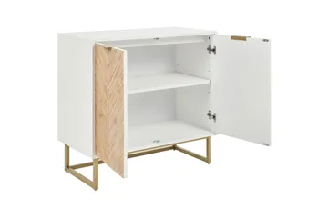 Sidobord Alaska Vit, ljust trä, guld - Vit, ljust trä, guld - Möbler - Bord & matgrupp - Avlastningsbord & sidobord - Lampbord & sidobord