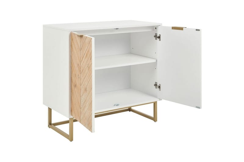 Sidobord Alaska Vit, ljust trä, guld - Vit, ljust trä, guld - Möbler - Bord & matgrupp - Avlastningsbord & sidobord - Lampbord & sidobord