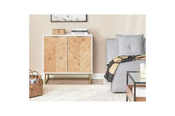 Sidobord Alaska Vit, ljust trä, guld - Vit, ljust trä, guld - Möbler - Bord & matgrupp - Avlastningsbord & sidobord - Lampbord & sidobord