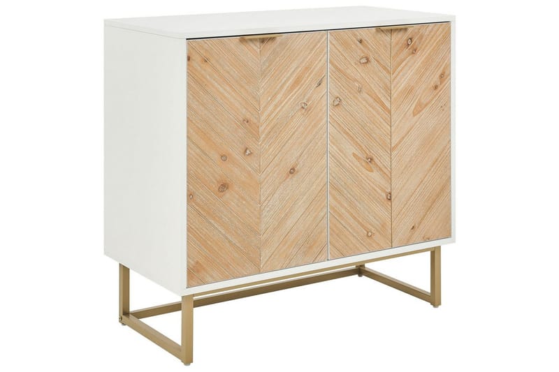 Sidobord Alaska Vit, ljust trä, guld, Vit, ljust trä, guld