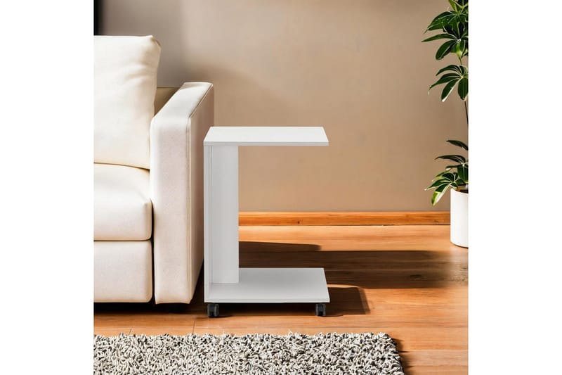Sidobord Edwars Diamant / Vit - Vit - Möbler - Bord & matgrupp - Avlastningsbord & sidobord - Lampbord & sidobord