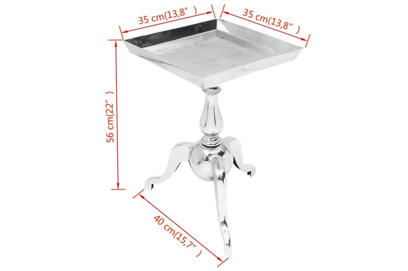 Sidobord fyrkantigt aluminium silver - Silver - Lampbord & sidobord - Brickbord & småbord