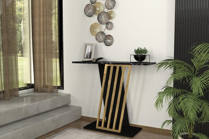 Sidobord Gravity 90x76,8 cm Svart/Guld - Hanah Home - Möbler - Bord & matgrupp - Avlastningsbord & sidobord - Lampbord & sidobord