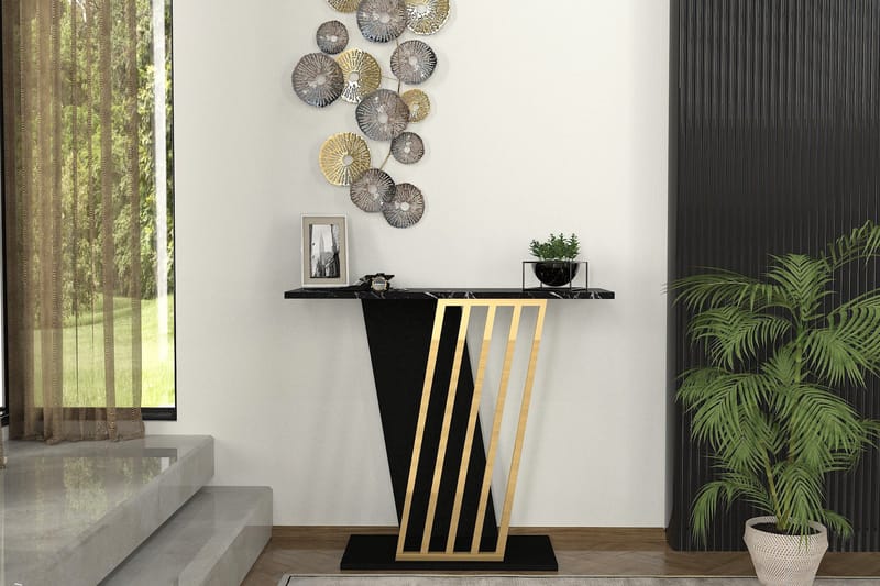 Sidobord Gravity 90x76,8 cm Svart/Guld - Hanah Home - Möbler - Bord & matgrupp - Avlastningsbord & sidobord - Lampbord & sidobord