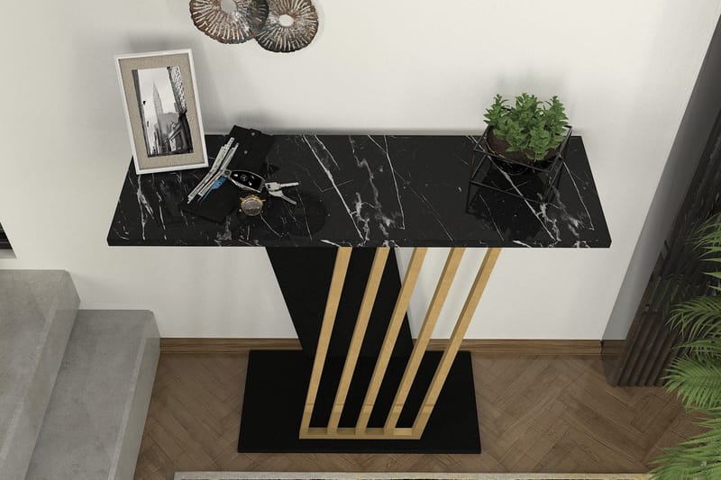 Sidobord Gravity 90x76,8 cm Svart/Guld - Hanah Home - Möbler - Bord & matgrupp - Avlastningsbord & sidobord - Lampbord & sidobord