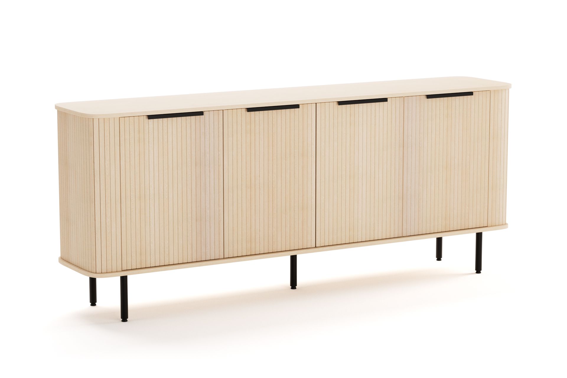 Bark Kopparbo Ribbad Sideboard med Förvaring Vitlaserad / Ljus Ek / Trä ...