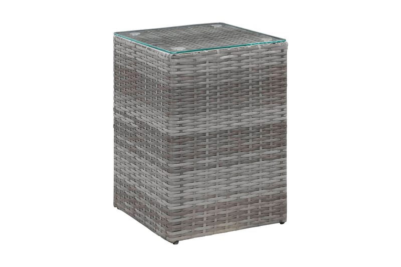 Sidobord med glasskiva grå 35x35x52 cm konstrotting - Grå - Lampbord & sidobord - Brickbord & småbord