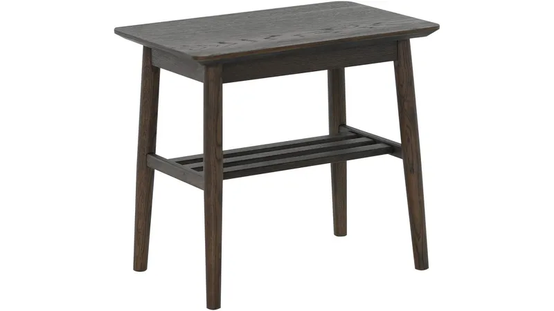 Sidobord Olsund med Hylla, Brun, vitpigmenterad