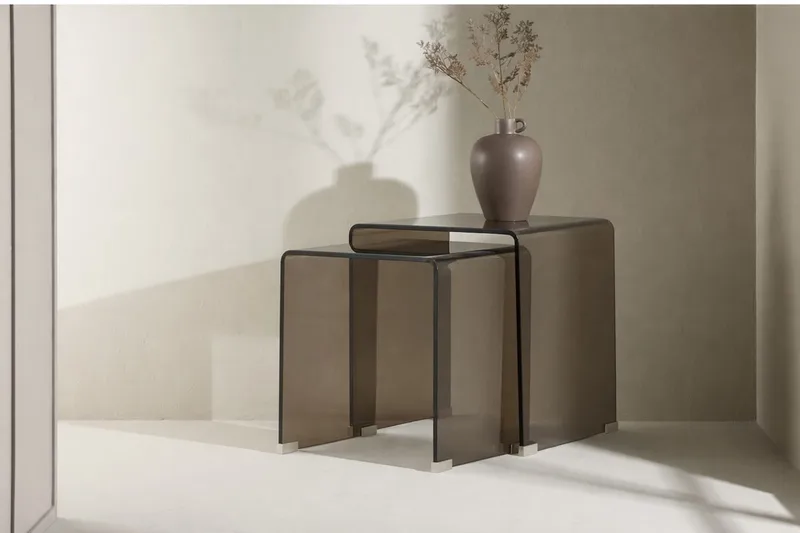 Sidobord Telemark 36 cm, Bruntonat glas