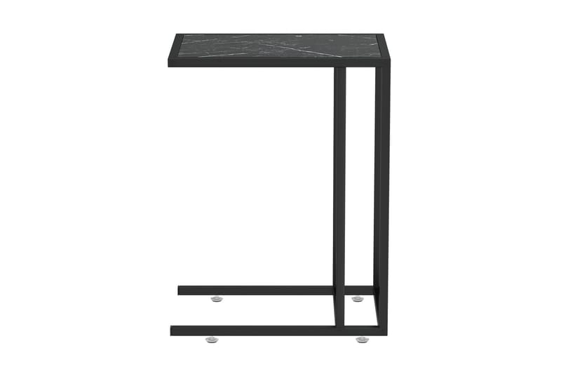 Sidobord till datorbord svart marmor 50x35x65 cm härdat glas - Svart - Lampbord & sidobord - Brickbord & småbord