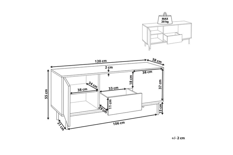 Skänk Okland Vitt, mörkt trä - Vitt, mörkt trä - Förvaring - Förvaringsmöbler - Sideboard & skänk