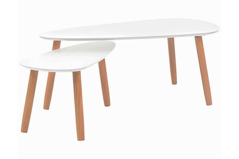 Soffbord 2 st massiv furu vit - Satsbord - Soffbord