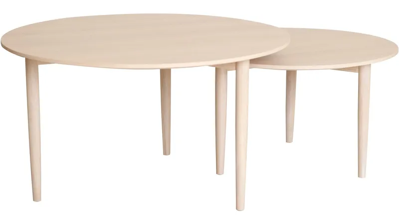 Soffbordsset Ravik Ø90/Ø70 cm, Vitpigmenterad