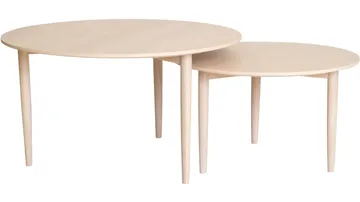 Soffbordsset Ravik Ø90/Ø70 cm - Vitpigmenterad - Möbler - Bord & matgrupp - Avlastningsbord & sidobord - Satsbord