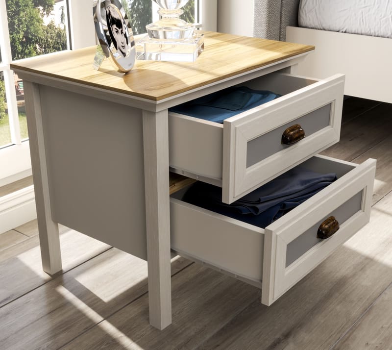 Solena Sängbord 60 cm - Crème, ek, grå - Möbler - Bord & matgrupp - Avlastningsbord & sidobord - Sängbord & nattduksbord