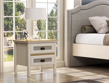 Solena Sängbord 60 cm - Crème, ek, grå - Möbler - Bord & matgrupp - Avlastningsbord & sidobord - Sängbord & nattduksbord