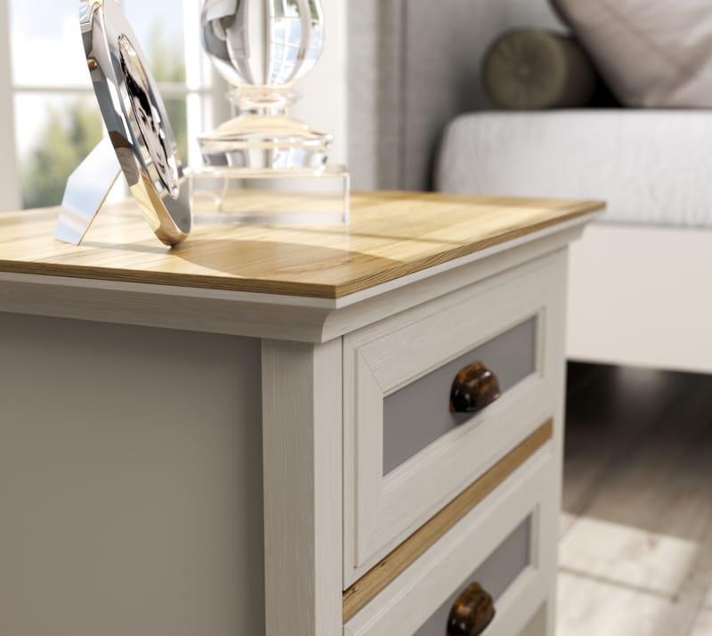 Solena Sängbord 60 cm - Crème, ek, grå - Möbler - Bord & matgrupp - Avlastningsbord & sidobord - Sängbord & nattduksbord