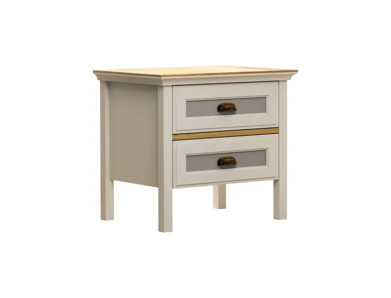 Solena Sängbord 60 cm, Crème, ek, grå