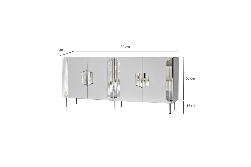 Stedum Konsollbord 180 cm - Vit/Silver - Förvaring - Förvaringsmöbler - Sideboard & skänk