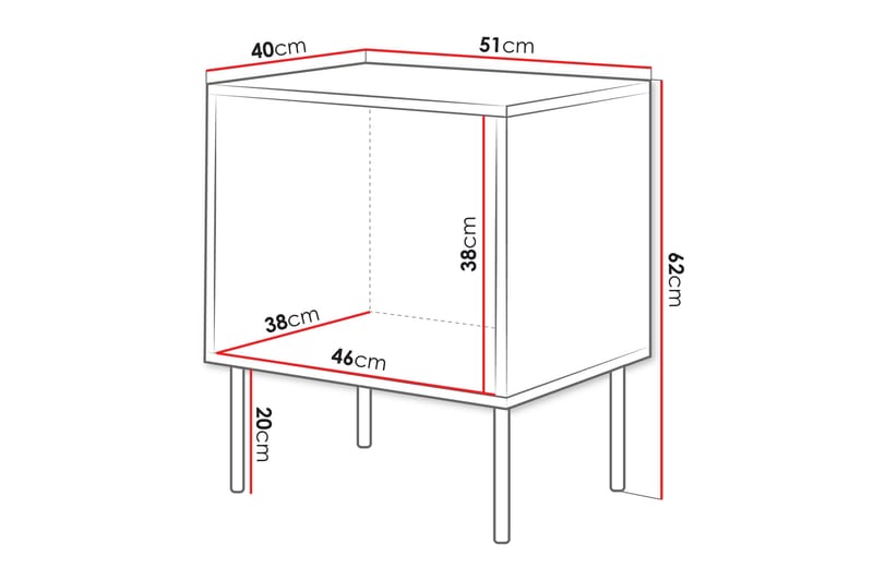 Stintino Sängbord 51 cm - Svart/Brun - Möbler - Bord & matgrupp - Avlastningsbord & sidobord - Sängbord & nattduksbord
