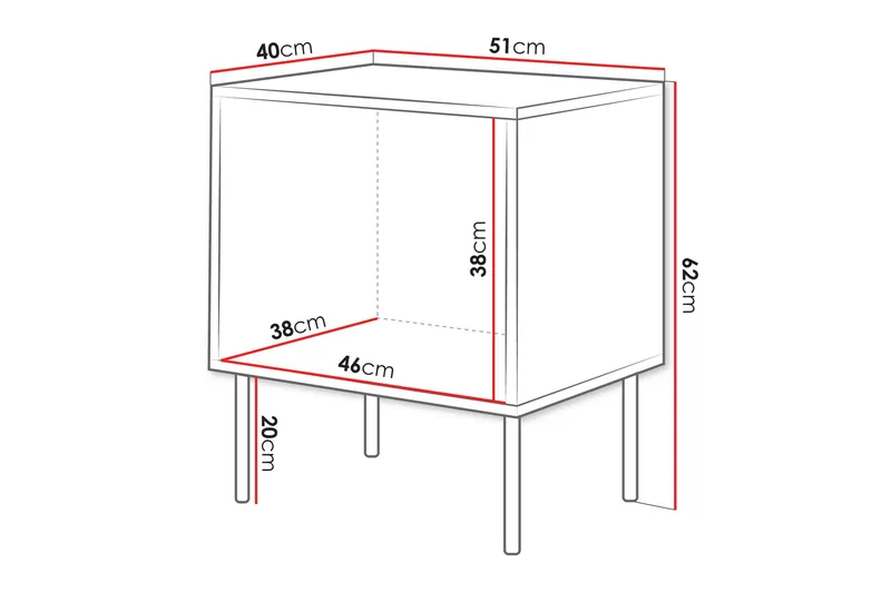 Stintino Sängbord 51 cm - Svart/Brun - Möbler - Bord & matgrupp - Avlastningsbord & sidobord - Sängbord & nattduksbord