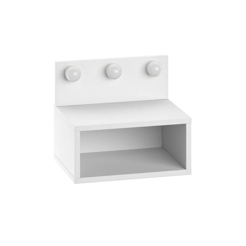Sumira Vägghängt Sängbord 40 cm, Förvaring med Hylla och LED-belysning, Vit