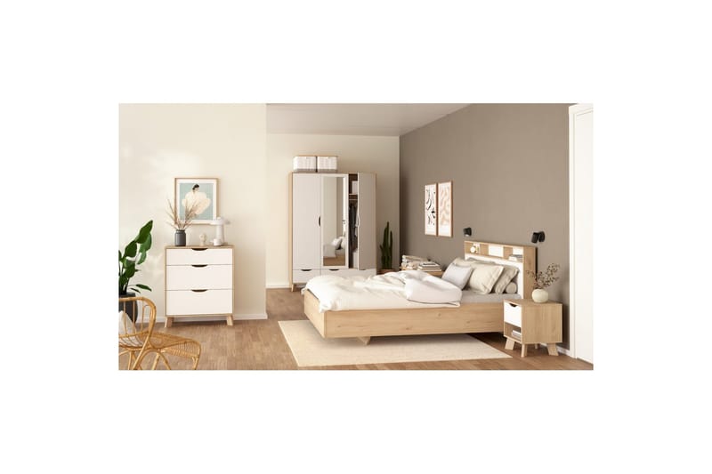 Sumita Sängbord 40 cm - Brun/Vit - Möbler - Bord & matgrupp - Avlastningsbord & sidobord - Sängbord & nattduksbord