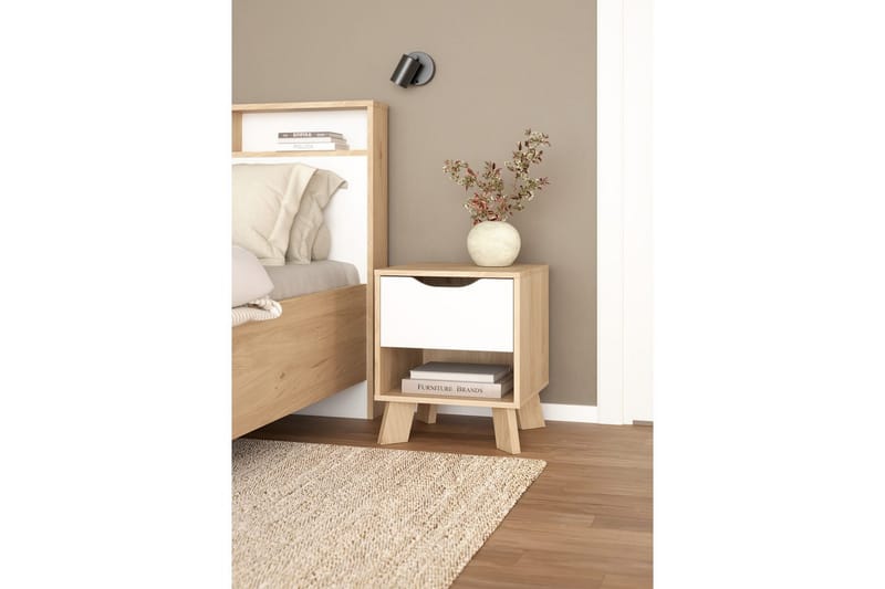 Sumita Sängbord 40 cm - Brun/Vit - Möbler - Bord & matgrupp - Avlastningsbord & sidobord - Sängbord & nattduksbord