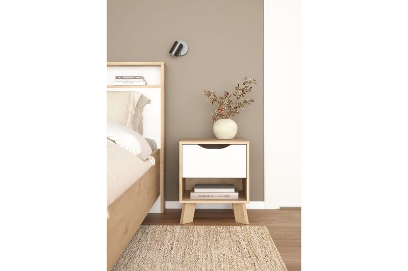 Sumita Sängbord 40 cm - Brun/Vit - Möbler - Bord & matgrupp - Avlastningsbord & sidobord - Sängbord & nattduksbord