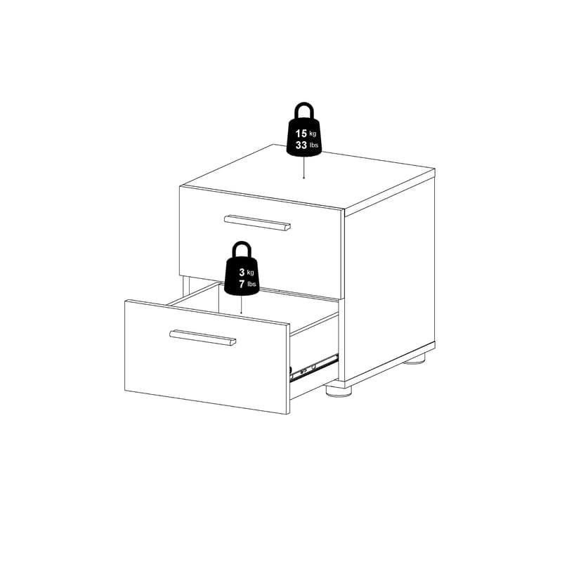 Suntia Nattduksbord med 2 lådor 40x40x42 cm - Möbler - Bord & matgrupp - Avlastningsbord & sidobord - Sängbord & nattduksbord
