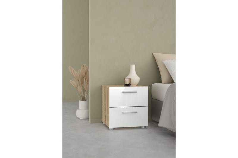 Suntia Sängbord 40 cm - Vit/Natur - Möbler - Bord & matgrupp - Avlastningsbord & sidobord - Sängbord & nattduksbord