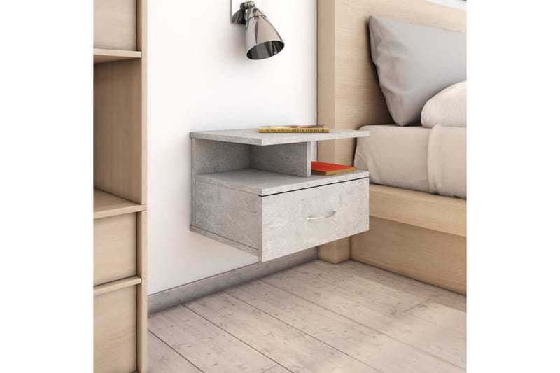 Svävande sängbord betonggrå 40x31x27 cm spånskiva - Grå - Sängbord & nattduksbord