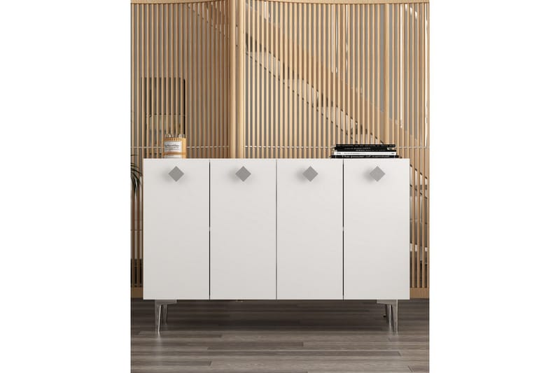 Sylas Konsollbord 120x120 cm - Vit/Silver - Möbler - Bord & matgrupp - Avlastningsbord & sidobord - Konsolbord & hallbord