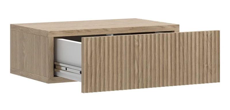 Takayo Vägghängt Sängbord 50 cm med Trä- och Ekutseende, Förvaring med Låda - Beige - Möbler - Bord & matgrupp - Avlastningsbord & sidobord - Sängbord & nattduksbord