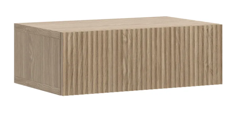 Takayo Vägghängt Sängbord 50 cm med Trä- och Ekutseende, Förvaring med Låda, Beige