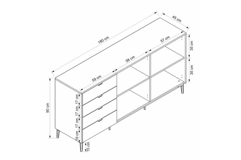 Tarnen Konsollbord 180 cm - Svart/Sand/Vit - Möbler - Bord & matgrupp - Avlastningsbord & sidobord - Konsolbord & hallbord