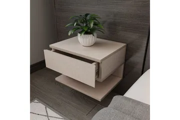 Telo Vägghängt Sängbord 45 cm med Ljust Träutseende, Förvaring med Låda - Beige - Möbler - Bord & matgrupp - Avlastningsbord & sidobord - Sängbord & nattduksbord