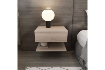 Telo Vägghängt Sängbord 45 cm med Trä- och Ekutseende, Förvaring med Låda - Ljust trä - Möbler - Bord & matgrupp - Avlastningsbord & sidobord - Sängbord & nattduksbord