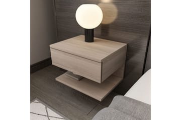Telo Vägghängt Sängbord 45 cm med Trä- och Ekutseende, Förvaring med Låda - Ljust trä - Möbler - Bord & matgrupp - Avlastningsbord & sidobord - Sängbord & nattduksbord