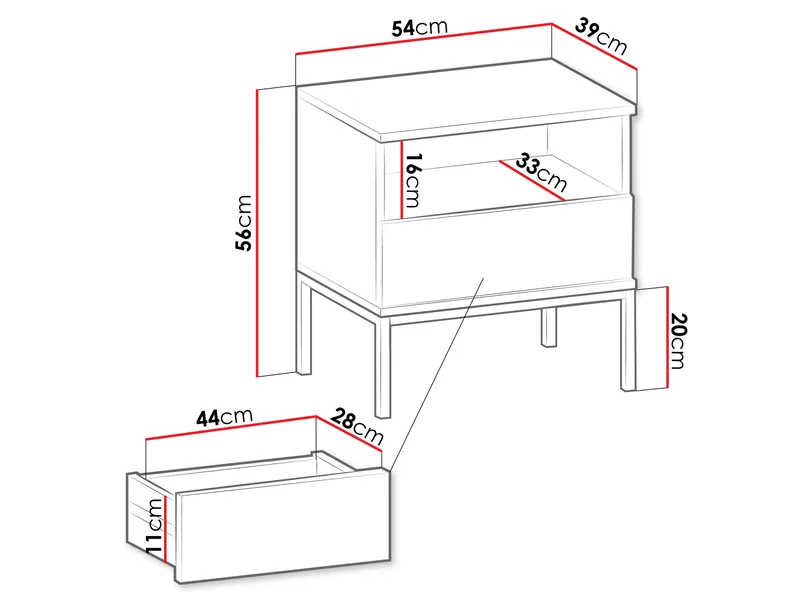 Tenorio Sängbord 54 cm - Beige - Möbler - Bord & matgrupp - Avlastningsbord & sidobord - Sängbord & nattduksbord