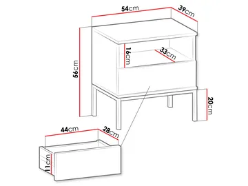 Tenorio Sängbord 54 cm - Beige - Möbler - Bord & matgrupp - Avlastningsbord & sidobord - Sängbord & nattduksbord