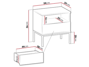 Tenorio Sängbord 54 cm - Beige - Möbler - Bord & matgrupp - Avlastningsbord & sidobord - Sängbord & nattduksbord