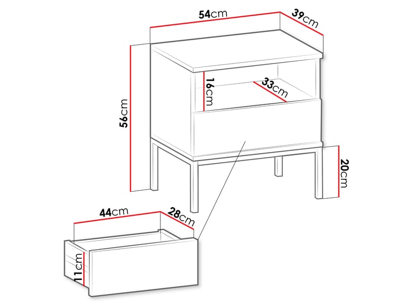 Tenorio Sängbord 54 cm - Beige - Möbler - Bord & matgrupp - Avlastningsbord & sidobord - Sängbord & nattduksbord